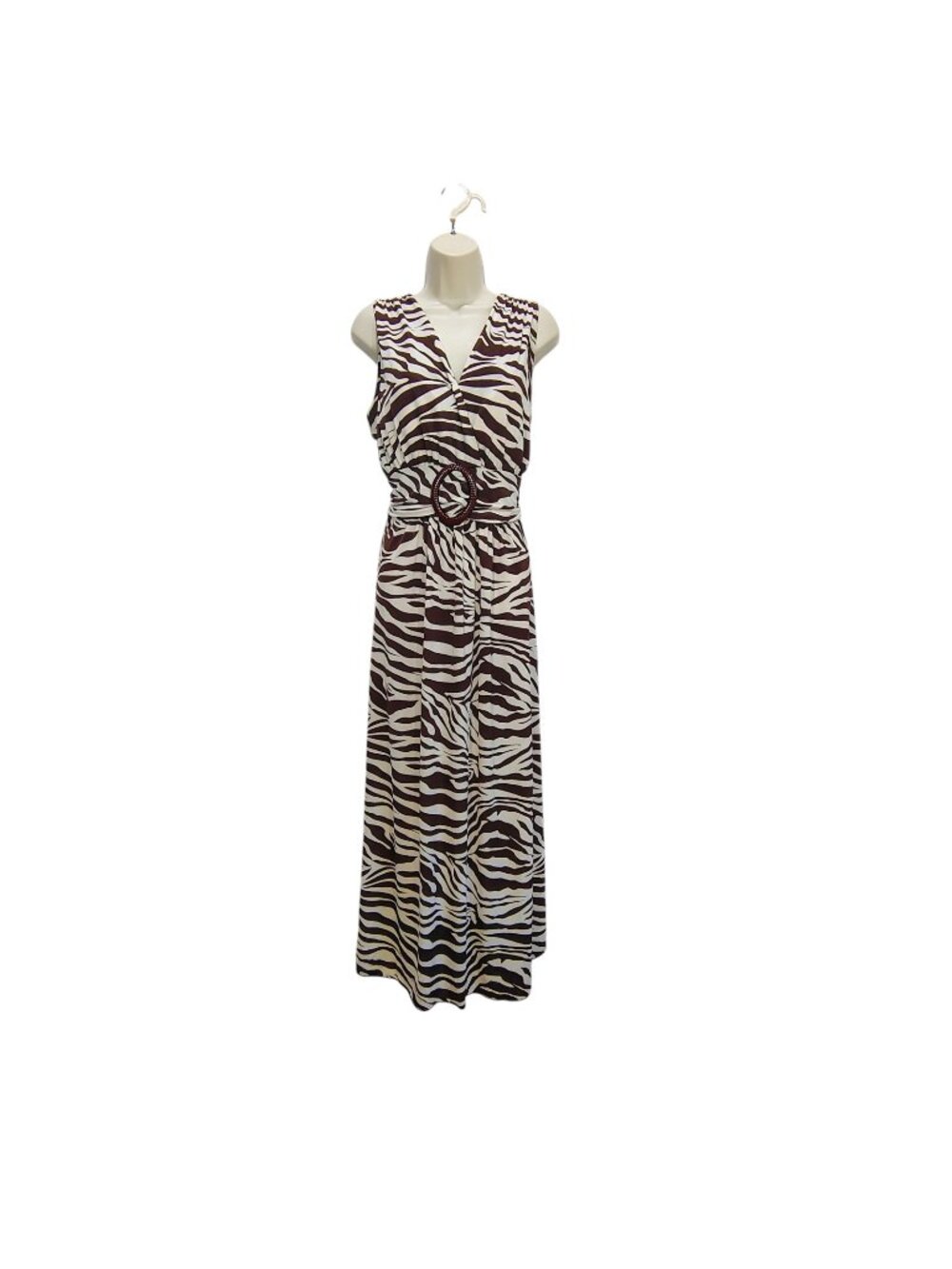 Aldo Trevi Dress Women Size 1X Brown Sleeveless Maxi Dress V-Neckline
